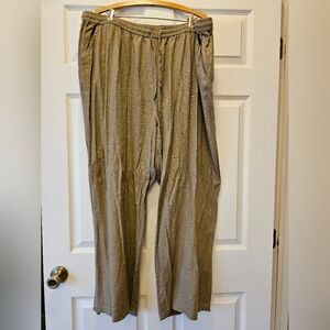 Ellos Light Cocoa Brown Linen Blend Elastic-Waist Pants